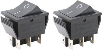Tuimelschakelaar DPDT 6 eindpunten 16A 250V Zwart 2 Stuks