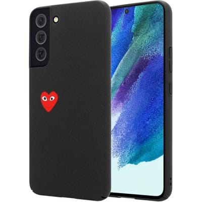 ShieldCase Hoesje geschikt voor Samsung Galaxy S22 Plus hoesje met hartje - Hartjespatroon case - Rood Hart - Zwart