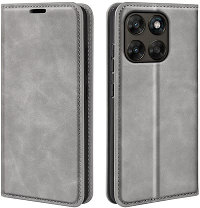 MobyDefend Hoesje - Geschikt voor Motorola Moto G67 / G77 / G87 - Luxe Wallet Bookcase (Magnetische Sluiting) - Grijs