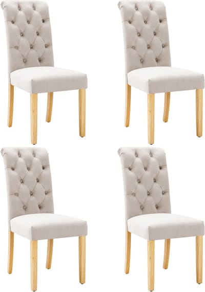 Fluwelen eetkamerstoel set van 4 met eiken poten - chroom knocker - slaapkamer stoel Keukenstoel Woonkamer lounge stoel - beige