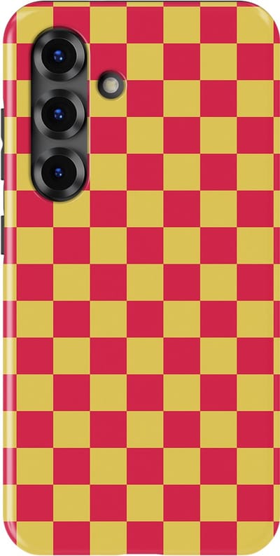 Design Hoesje Samsung Galaxy S25 FE | Geschikt Voor Mag | Tiny Squares Checkered Print | Backcover Samsung Galaxy S25 FE Cherry Checker