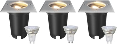 Ledvion Set van 3 LED Grondspot Buiten IP67 3W 230V 345Lm 2700K GU10 wit