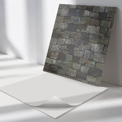 Wallfluent Vinyl Tegels - Textuur van Stenen Muur Wand PVC Tegels - 30 cm x 30 cm - Grijs Vinyl Tegels - 9 stuks - Vierkant PVC Tegels - Texturen Plaktegels - Vinyl Vloer Tegels - Plaktegels Keuken en Badkamer