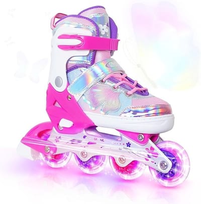 Verstelbare kinder inline skates met lichtgevende wielen - Maat 4-7