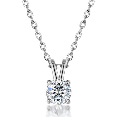 Nieuwe S925 dikke zilveren Moissanite hanger ronde vier klauwen ingelegd sleutelbeen hanger white