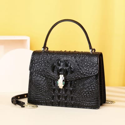 Dames Casual Tas met Krokodillenbotpatroon, Enkele Schouder Crossbody Tas, Modieuze en Trendy Dames Tas, Klassieke Slangenkop Tas white
