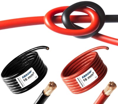 3 Meter Zeer Flexibele Accukabel Rood en Zwart 16mm² - OFC Koper Stroomkabel