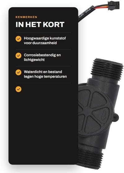 Dailygoods- Flowmeter Hoogwaardige Kunststof - Water Flowmeter - G1 in Mannelijke Draad - Waterdicht - Drukbestendig - Lichtgewicht - Debietmeter