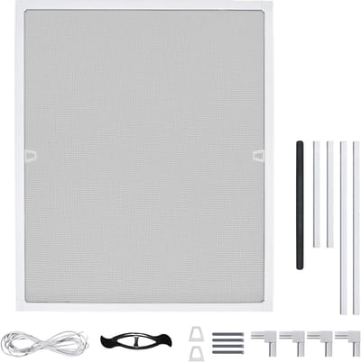 Vliegengaas voor Raam met Wit Aluminium frame, 80x100cm Insectenbescherming Vliegennet Raam Zonder Boren, UV-bestendig & Uittrekbaar Muggengaas Vliegenbescherming, NAIZY