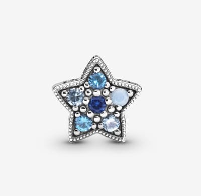 Fler® | 925 Sterling Zilver Bedel | Ster Zilver Blauw | Blue Star | 925 Sterling Zilver | Sinterklaas kado | Zirkonia | Past op populaire bedel armbanden (standaard-3mm) | armbandbedel | Winter | Ster bedel | Valentijnsdag kado | Kerst cadeau