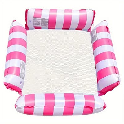 Nivard Luxe Waterhangmat - Luchtbed Zwembad - Luchtmatras Opblaasbaar - Water Hangmat - Aqua Lounge - Roze XL + Pomp