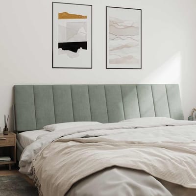 vidaXL - Hoofdbordkussen - "Hanko" - 200 - cm - velvet - lichtgrijs