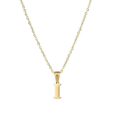 Aramat Jewels | Halskettingen | Stalen Letter Ketting goudkleur | I | |1,5mm | Staal | Volwassenen | Verkleurd niet