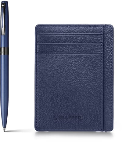 Sheaffer balpen giftset - Reminder 9018 - Matte bleu polished black PVD - met creditcardhouder sapphire night