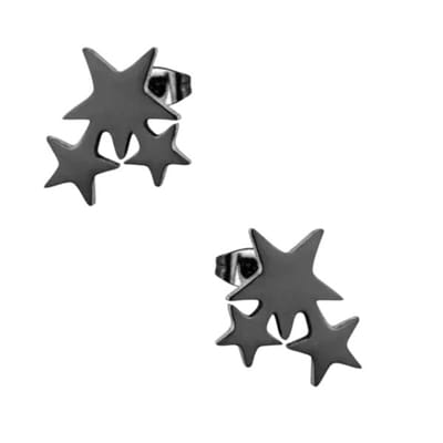 Aramat Jewels | Oorbellen | Stalen Sterren Oorbellen - RVS | Zwart | |9mm | Staal | Kinderen, Volwassenen | Verkleurd niet