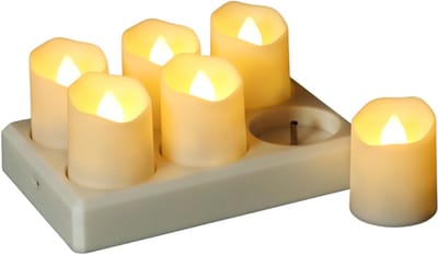 AHD® Led Kaarsen Met Bewegende Vlam - Oplaadbare Waxinelichtjes - Oplaadbare Kaarsen - Oplaadbare Theelichtjes - Wit - 4cm x 4cm x 5cm