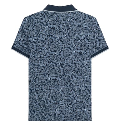 Lambretta Heren Paisley Tonaal Groot & Lang Poloshirt (Navy/Dusky blauw)