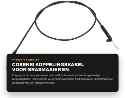 Dailygoods- Remkabel 147,32 cm - Geschikt voor Toro Maaier 20013/20014/20017 - Onderdeelnummer 104-8676 - Duurzaam materiaal - Betrouwbaar en praktisch - Kabel