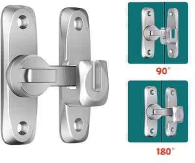TLVX Sterke Deur Vergrendeling 90° of 180° Hoek Zilver – Binnendeur Beveiliging – Deur Beveiligen – Kast Vergrendelen – Deurslot 90 en 180 graden Plaatsing – Deurbeugel – Tuindeur – Poortslot – Meubel – Schuur – Raam – Schuifdeur – Garage – Aluminium