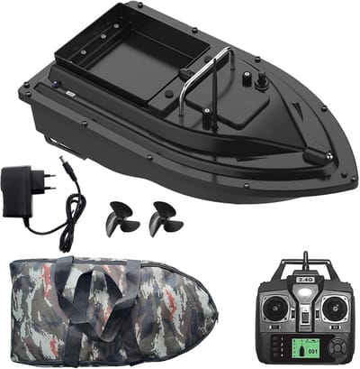 Voerboot – Aas / Vis Boot - Afstand Bestuurbare Boot - Karper Voerboot - Verlichting – 400-500 meter bereik – Opbergtas – Karpervissen - RC aasboot - Radiografisch bestuurbare aasboot - Zwart