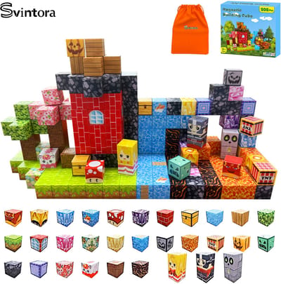Svintora 208 stuks Magnetic Tiles Magnetische bouwstenen  Magnetisch Speelgoed voor kinderen vanaf 4 jaar,magnetische tegels ,Paascadeaus voor kinderen, Bouwset Halloween