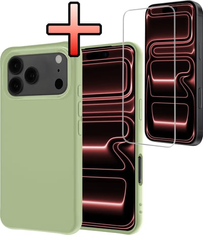 Hoesje - Met Screenprotector - Geschikt voor Apple iPhone 17 Pro Max - Sterk & Shockproof - Back Cover - Siliconen Case - Telefoon Hoes - Groen