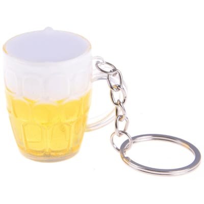Bierpul Sleutelhanger Simulatie Mini Drinkglas Sleutelhanger Mannen Vrouwen Koppel Sleutelhouder Tas Hanger Accessoire Cadeau white
