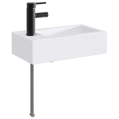 vidaXL - Badkamer - wastafel - met - kraan - en - afvoer - Matte - Zwart