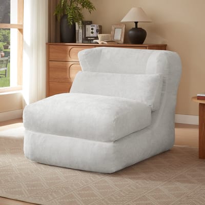 STILVORA Relaxfauteuil - Omvormbaar Tot Ligstoel - Voor Woonkamer En Slaapkamer - Zachte Schuimvulling - Wit