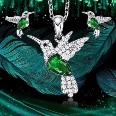 Collier Colibri en Cristal Turquoise Mode Femme Mignon Animal Oiseau Collier Chaîne de Clavicule Bijoux de Banquet Mariage Cadeau blue