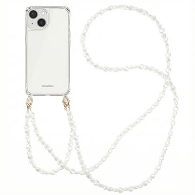 imoshion Hoesje - Geschikt voor Apple iPhone 13 - Backcover met koord + armband - Parels hartjes - Parels Hartjes