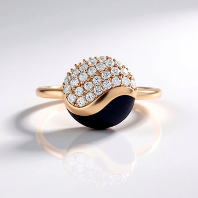 Cavill - Zilveren ring met roségoud verguld - 0,547 ct Cambodjaanse Blauwe Zirkonia - 26 ronde zirkonia's - Elegante dames sieraden ronde zetting