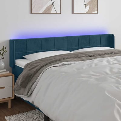 vidaXL - Hoofdbord - LED - 163x16x78/88 - cm - fluweel - donkerblauw