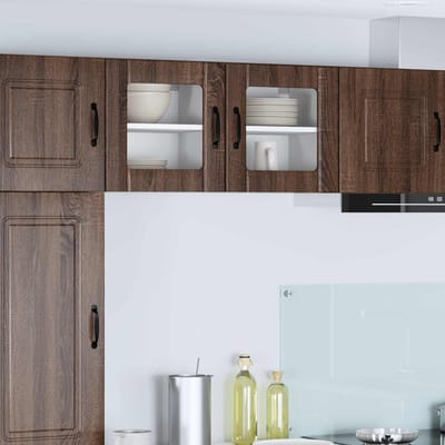 vidaXL - Wandglas - Kasten - LUCCA - Bruin - eiken - 40 - x - 31 - x - 40 - cm - Bewerkt - hout