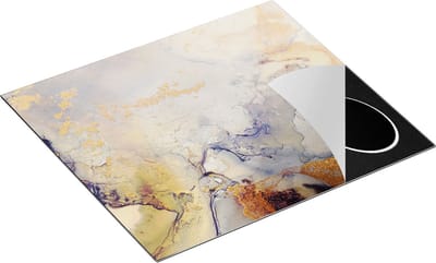 Chefcare Inductie Beschermer Abstracte Kunst - Zwart Grijs Goud - 60x50 cm - Afdekplaat Inductie - Kookplaat Beschermer - Inductie Mat