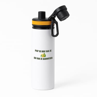 Hacebo® - pap ik hou van je en van je kadootjes waterfles met draaidop oranje - vader met veel geld - vader cadeautjes - vaderdag - verjaardagscadeau - verjaardag - cadeau - geschenk - kado - gift - vader artikelen - water fles - 850ML