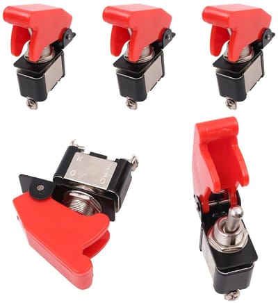 Store_9 - Waterdichte Tuimelschakelaar - AAN/UIT - Zware kwaliteit - Rode cover - 2 Pins - Geschikt voor auto en boot - 5 stuks