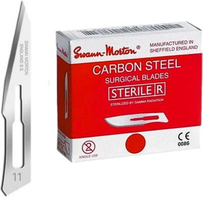 Swann Morton mesjes steriel 11 Swann Morton - RVS - Past op houder nummer 3 - Nummer 11