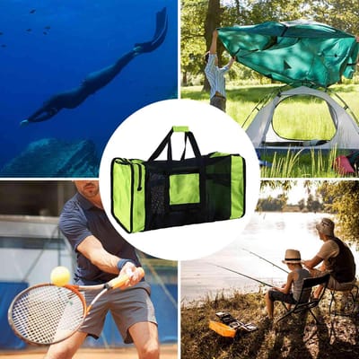 100L mesh duffle-uitrustingstas voor duiken, snorkelen, zwemmen, strand en sportuitrusting groen