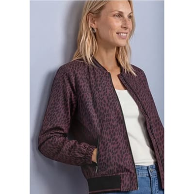 Satijnen blouson met rits en luipaardprint