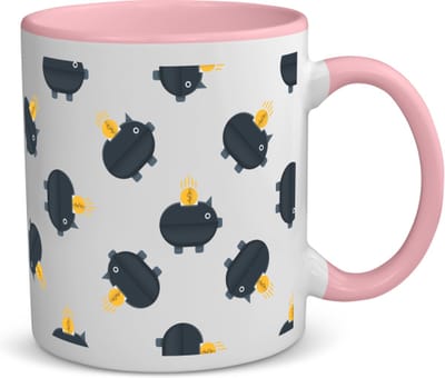Akyol - zwarte piggy banks koffiemok - theemok - roze - Varken - iemand die van geld houdt - cadeau voor iemand die houdt van geld - verjaardagscadeau - gift - geschenk - 350 ML inhoud
