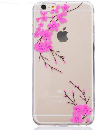 Peachy Doorzichtige roze bloem tak silicone geschikt voor iPhone 6 6s hoesje case cover