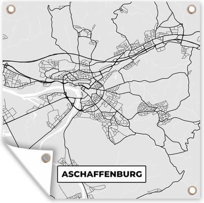 Tuin poster Kaart - Stadskaart - Duitsland - Afschaffenburg - Plattegrond - 200x200 cm - Tuindoek