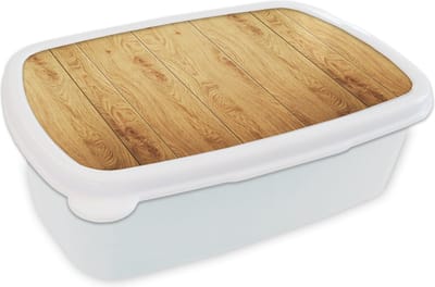 Broodtrommel Wit - Lunchbox - Brooddoos - Patronen - Planken - Natuur - 18x12x6 cm - Volwassenen