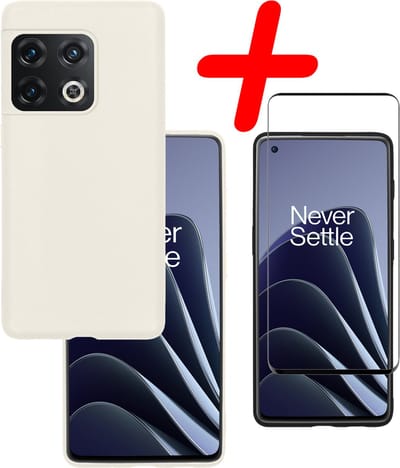 Hoesje Met Screenprotector - Geschikt voor OnePlus 10 Pro - Sterk & Shockproof - Back Cover - Siliconen Case - Telefoon Hoes - Wit