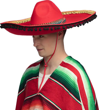 Boland - Sombrero Diego deluxe Rood - 59 - Volwassenen - Unisex - Mexico