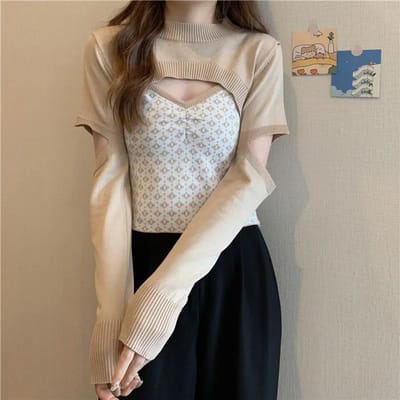 Chemisier en tricot à bretelles pour femmes, nouveau Cardigan de printemps XL kaki