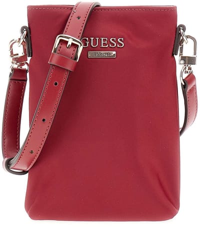 GUESS schoudertas telefoontasje Follie Travel Chit Chat Phone Bag Rust Red donkerrood