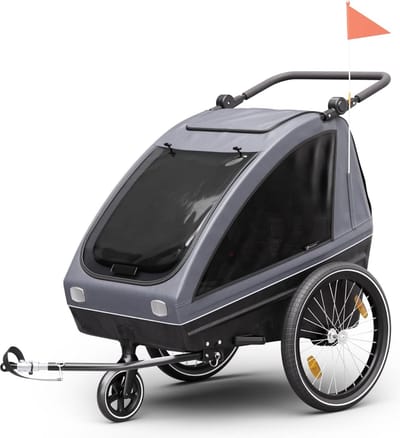 VELTRR® Fietskar Voor Kinderen - Kinderfietskar - Kinderbuggy - Grijs