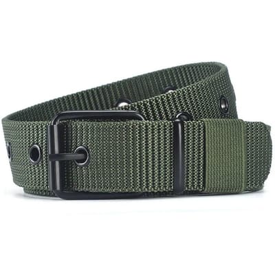 Heren Riem Poreus Canvas Pin Gesp Leren Riem Outdoor Sport Riem Dames Trendy Oogjes Riem Met Jeans Riem Voor Mannen Vrouwen 120cm black